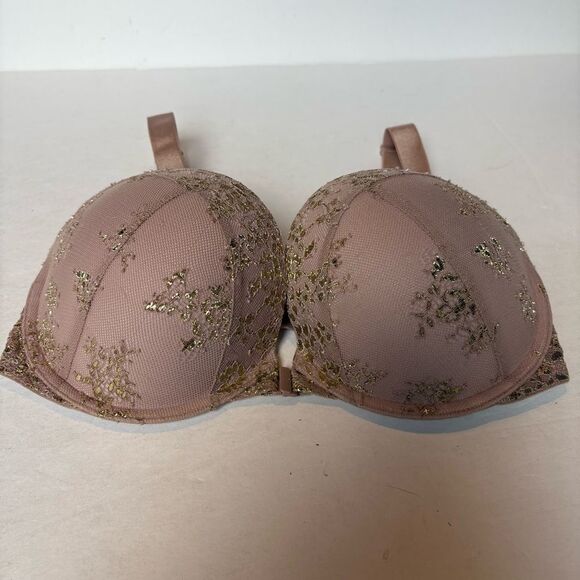 Victoria's Secret Very Sexy Push up Bra - Dusty pink, gold glitter Size 34DD - Picture 1 of 4